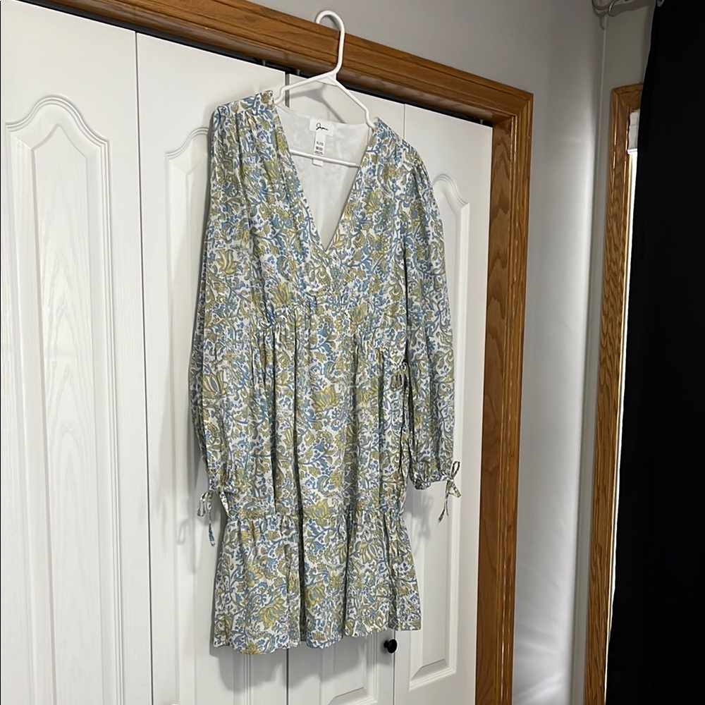 Japna Floral V-Neck Dress - Blue and Green